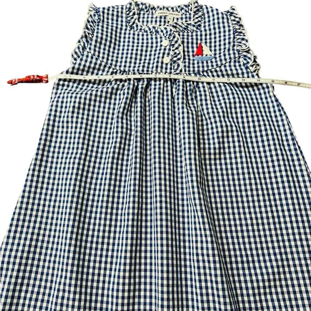 Sweet Dreams Checkered Nightgown - Navy and White Size Girls 8